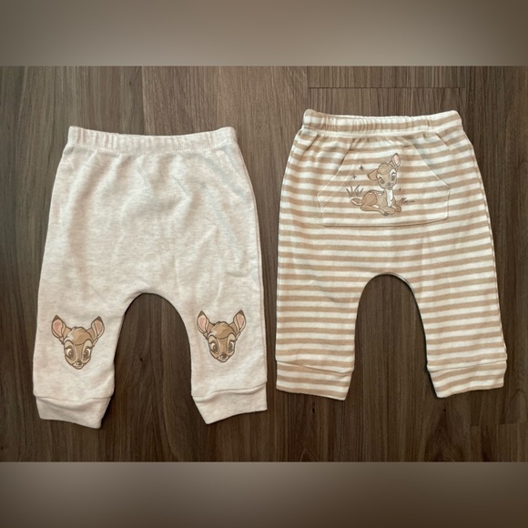 Disney Baby Bambi Cream and Tan Pants Set size 0/3M - Picture 3 of 6
